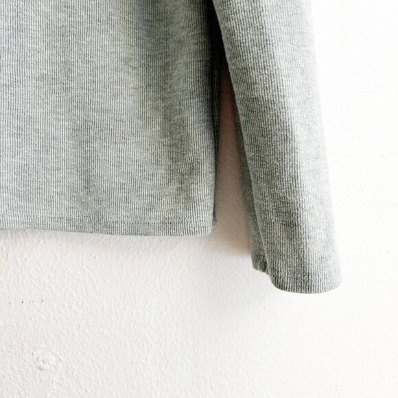 MADEWELL (Re)sourced Plush Mockneck Ribbed Puff-Sleeve Top in Sage Mist - Picture 7 of 8